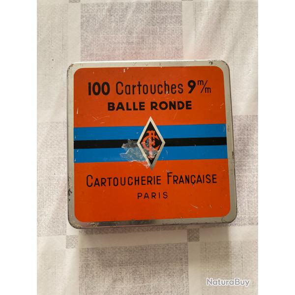 Vends bote de 100 cartouches de collection Cartoucherie Franaise  balle ronde calibre 9mm Flobert