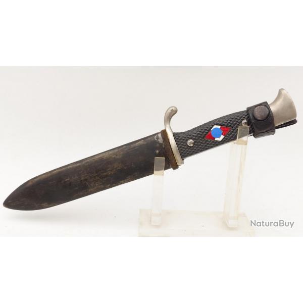 COUTEAU POIGNARD DE LA JEUNESSE HJ MODELE 1933 HUBERTUS SOLINGEN DEVISE "BLUT UND CHREL" - ALLEMAGNE