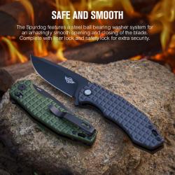 Couteau Olight Oknife Spurdog Gray Lame Acier D2 Manche Aluminium Crossbar Lock Clip OKNSPURDOGGMG -