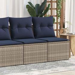 Salon de jardin 2 pcs avec coussins gris résine tressée acacia