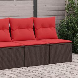 Salon de jardin avec coussins 2pcs marron résine tressée acacia
