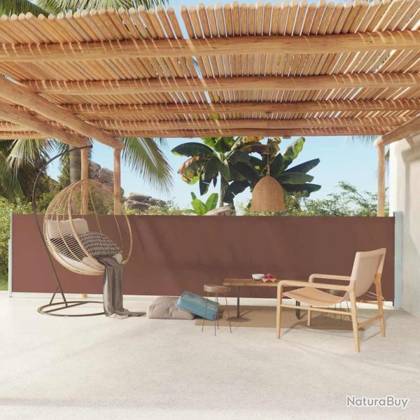 Auvent latral rtractable de patio 117x600 cm Marron