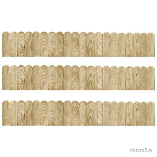 Rouleaux de bordure 3 pcs 120 cm bois de pin imprgn
