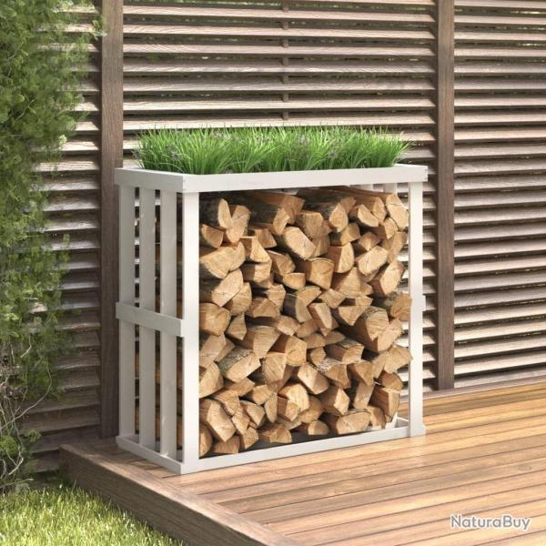 Porte-bches d'extrieur Blanc 108x52x106 cm Bois massif de pin