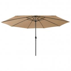 Parasol de jardin avec lumières LED et mât en métal 400cm taupe