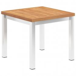 Table d'appoint de jardin 45x45x38 cm Bois de teck et inox