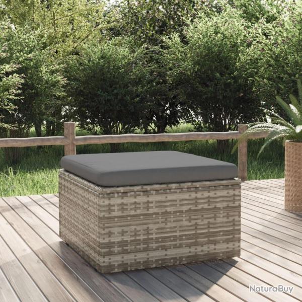 Repose-pied de jardin et coussin Gris 55x55x30cm Rsine tresse
