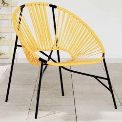 Chaise oeuf de jardin noir et jaune résine tressée