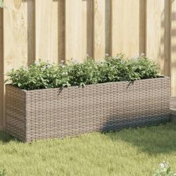 Jardinière avec 3 pots gris 105x30x32 cm résine tressée