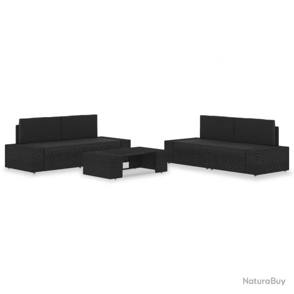 Salon de jardin 5 pcs Rsine tresse Noir