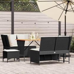 Salon de jardin 5 pcs avec coussins noir résine tressée