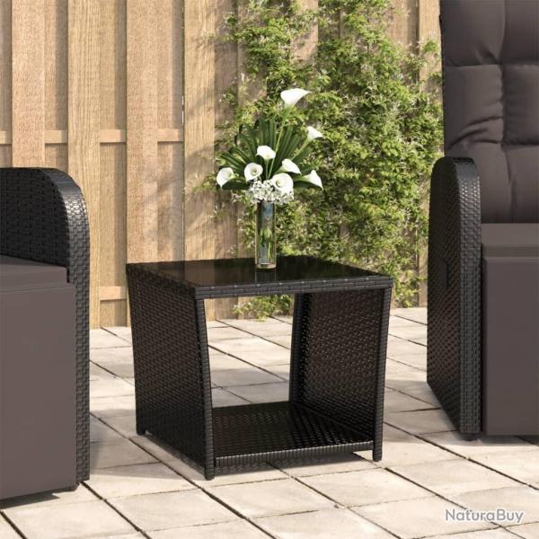 Table  th dessus en verre Noir Rsine tresse verre tremp