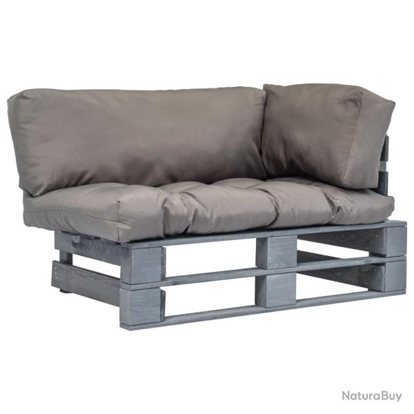 Canap de jardin palette avec coussins gris Pinde