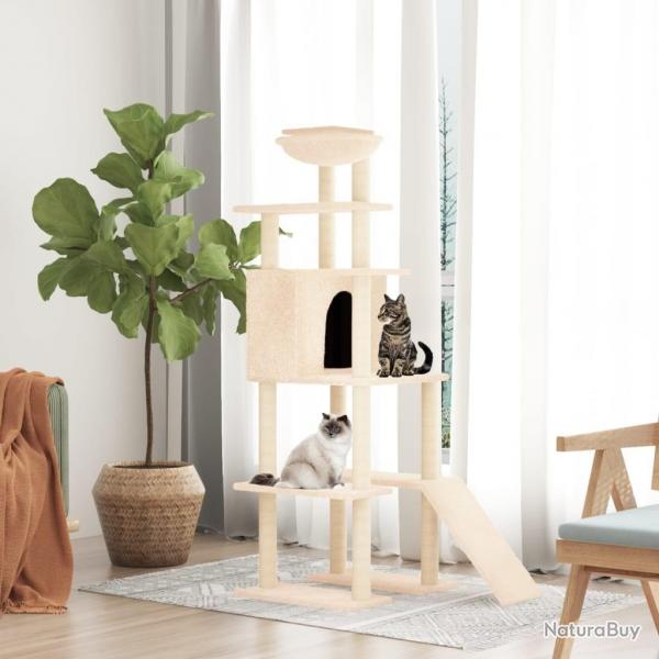 Arbre  chat avec griffoirs en sisal Crme 166 cm