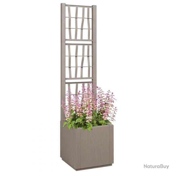 Jardinireavec treillis marron clair 36x36x140 cm en PP
