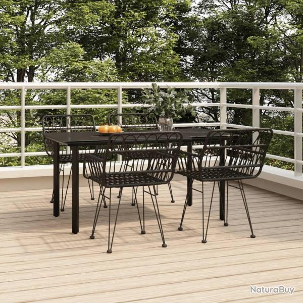 Ensemble  manger de jardin 5 pcs Noir Rsine tresse