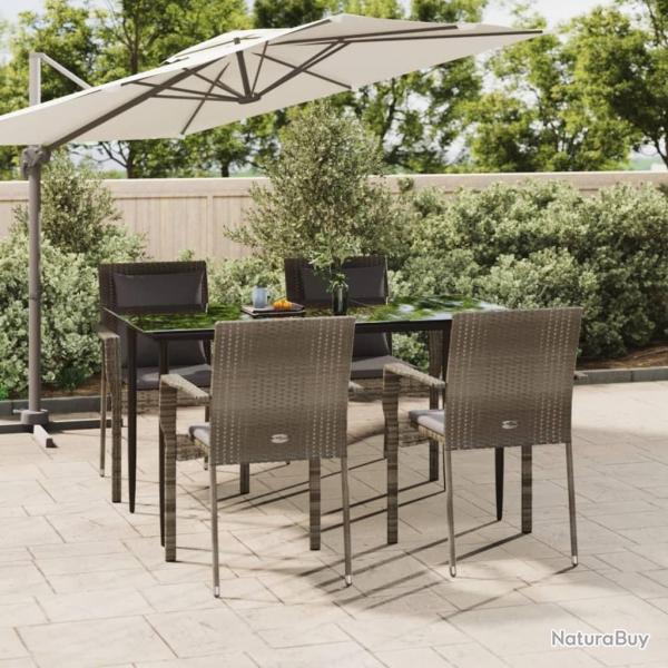 Ensemble  manger de jardin coussins 5 pcs noir et gris