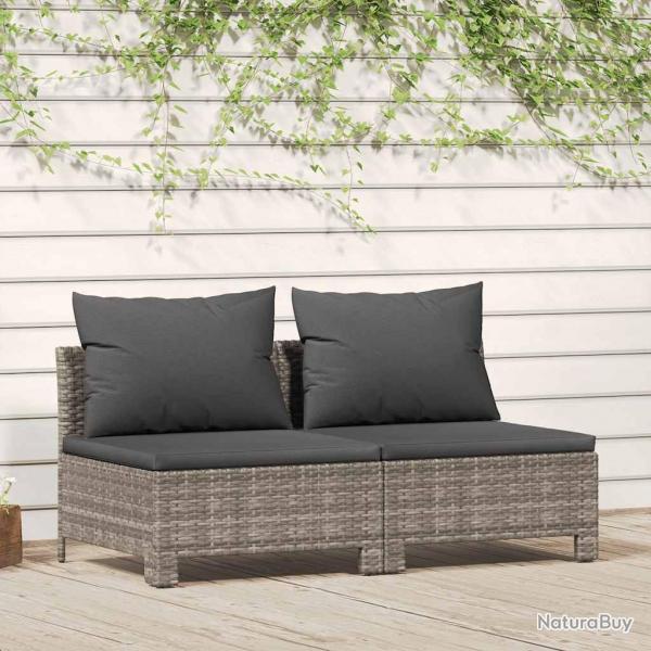 Canap de jardin 2 places avec coussins Gris Rsine tresse