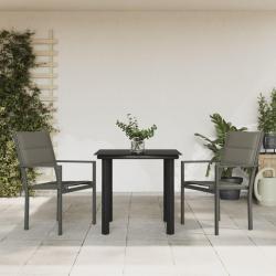 Ensemble à manger de jardin 3 pcs noir textilène et acier
