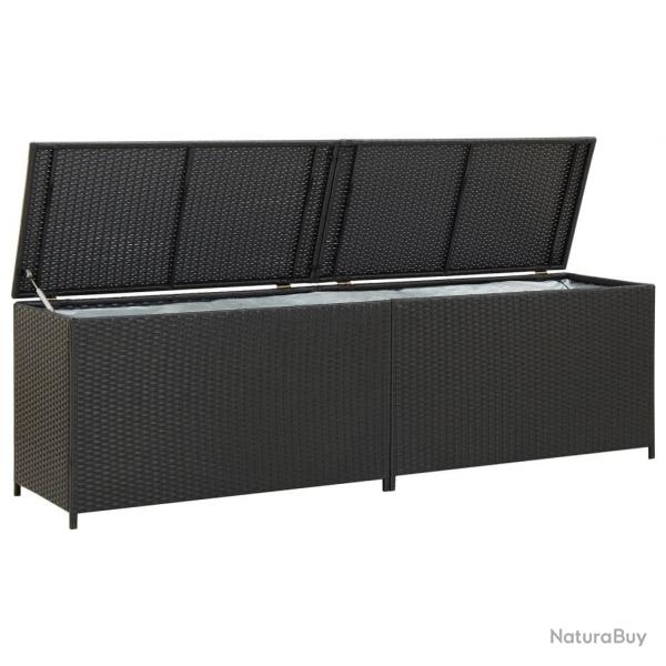 Bote de rangement de jardin rsine tresse 200x50x60 cm noir