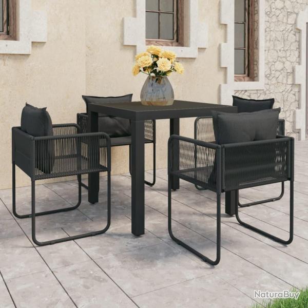 Ensemble  manger de jardin 5 pcs PVC rsine tresse noir