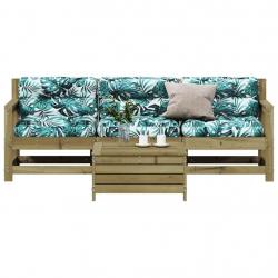Salon de jardin 4 pcs avec coussins bois de pin imprégné