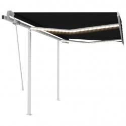 Auvent manuel rétractable avec LED 3x2,5 m Anthracite