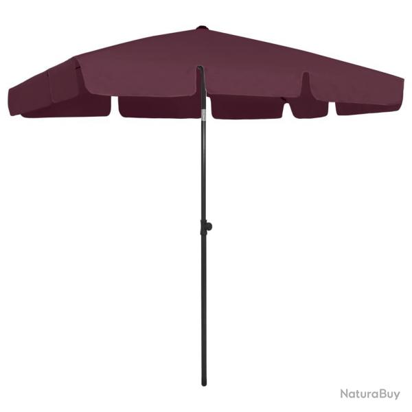 Parasol de plage rouge bordeaux 200x125 cm