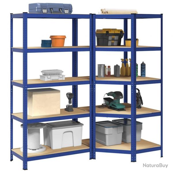 Ensemble d'tagres  5 niveaux 2 pcs acier bois d'ingnierie