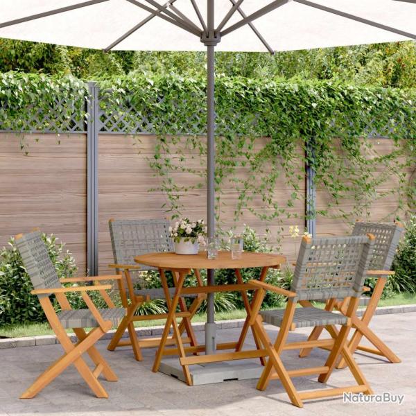 Ensemble  manger de jardin 5 pcs rsine tresse et bois massif
