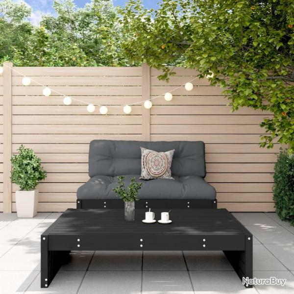 Salon de jardin 2 pcs avec coussins noir bois massif