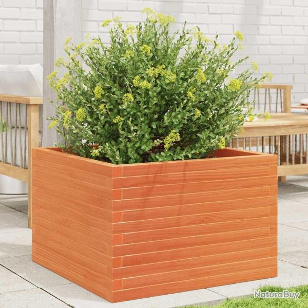 Jardinire cire marron 70x70x46 cm bois de pin massif