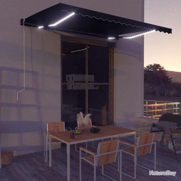 Auvent manuel rtractable avec LED 450x300 cm Anthracite