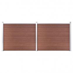 Ensemble de panneau de clôture WPC 353x146 cm Marron