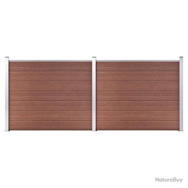 Ensemble de panneau de clture WPC 353x146 cm Marron