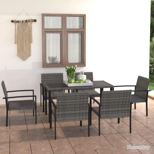Ensemble  manger de jardin 7 pcs Rsine tresse Gris