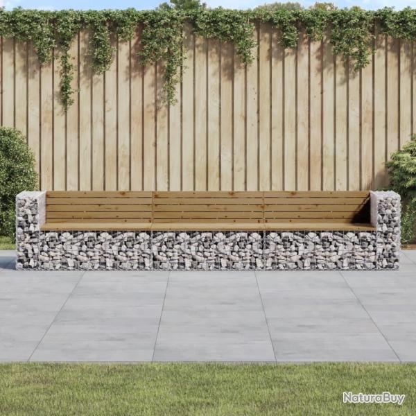 Banc de jardin design gabion 347x71x65,5cm bois de pin imprgn