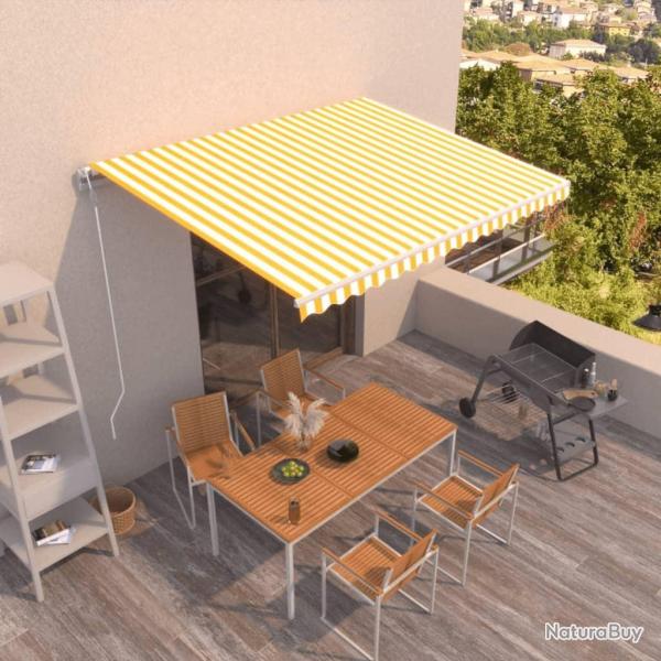 Auvent rtractable automatique 400x350 cm Jaune et blanc