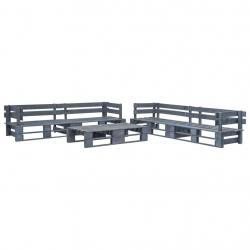 Salon de jardin palette 6 pcs Bois Gris