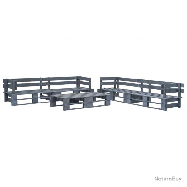 Salon de jardin palette 6 pcs Bois Gris