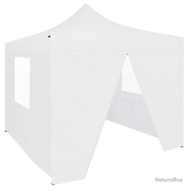 Tente de rception pliable avec 4 parois 3x3 m Acier Blanc