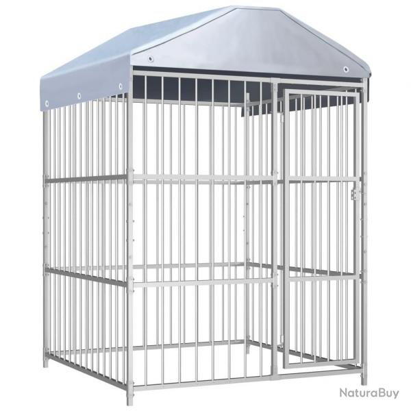 Chenil d'extrieur avec toit pour chiens 150x150x200 cm