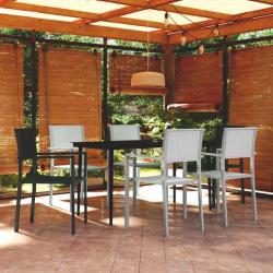 Ensemble à manger de jardin 7 pcs Noir et blanc
