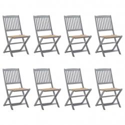 Chaises pliables d'extérieur lot de 8 et coussins Bois d'acacia