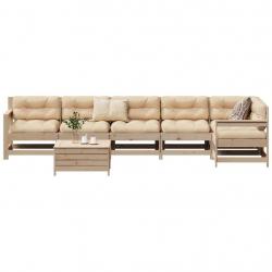 Salon de jardin 7 pcs bois de pin massif