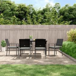 Ensemble à manger de jardin 7 pcs coussins résine tressée acier