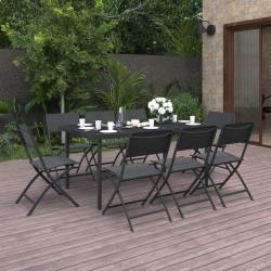 Mobilier de salle à manger d'extérieur 9 pcs Acier
