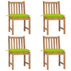 Chaises de jardin lot de 4 avec coussins Bois de teck massif