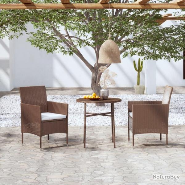 Ensemble  manger de jardin 3pcs Rsine tresse Marron