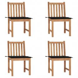 Chaises de jardin lot de 4 avec coussins Bois de teck massif